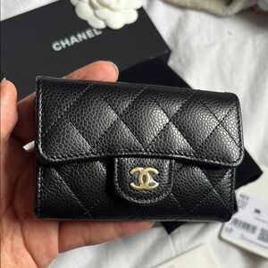 Chanel Black Quilted Wallet with Gold CC Logo